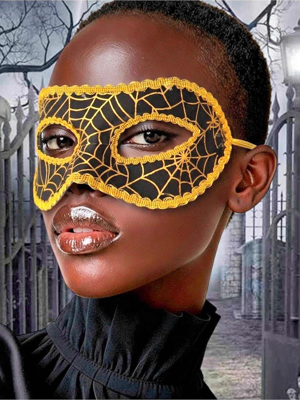 $6 Add-on | Halloween | Black & Gold Masquerade Mask
